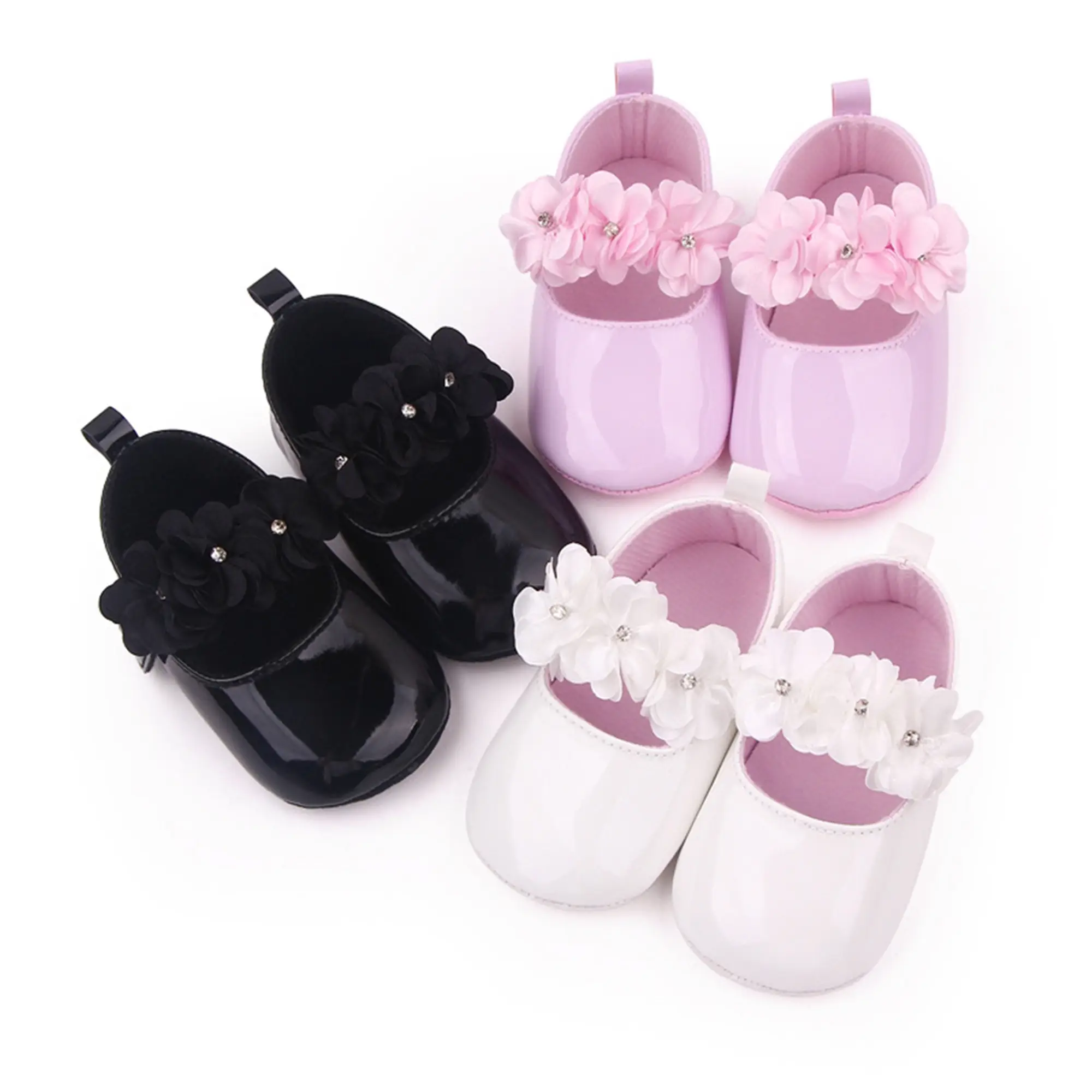 Baby Girls Cute Moccasinss Shoes Soft Sole Flower Decor PU Leather Flats Shoes First Walkers Non-Slip Summer Princess Shoes Toddlers