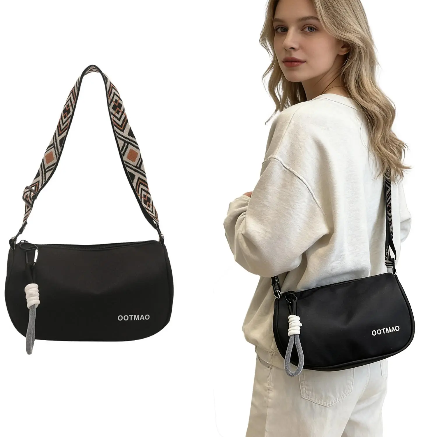 Vintage Crossbody Bag for Women – Casual Shoulder Bag with Large Interior Space, Adjustable Strap, Stylish Lanyard, Smooth Zipper – Lightweight & Comfortable for Daily Use (Khaki / Brown / Black)