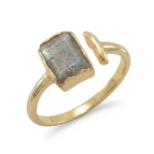 Northern Lights Labradorite Ring 925 14K Gold Plated Split Band Sizes 5-9