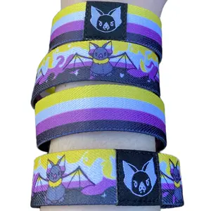 Nonbinary Bat Bracelet - Enby Pride Elastic Wristband (only one included)