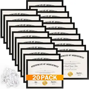20 Pack Certificate Frames 8.5 x 11, College Diploma Frame with Clear Plexiglass, Black  Document Frame for Wall and Tabletop Display