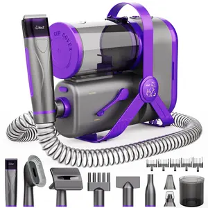 Dog Grooming Kit with Pet Grooming Vacuum, Pet Hair Dryer, Dog Clipper, Cat Nail Grinder Paw Trimmer, 15 Kpa Dog Bathing Kit for Long/Short Hair Pets