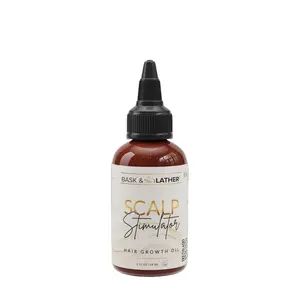 BASK AND LATHER Scalp Stimulator Hair Growth Oil - Lightweight Rosemary & Mint Blend for Thicker, Fuller Hair, Alopecia Support & Hair Regrowth