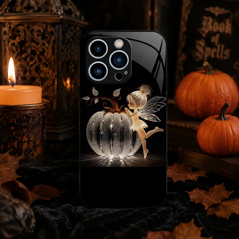 Cute Spooky Halloween Ghost Magnetic Case for iPhone 18 17 16 15 14 13 12 11 Pro Max-, Pumpkin Spice Witch Fall Glass Charging Cover ---985