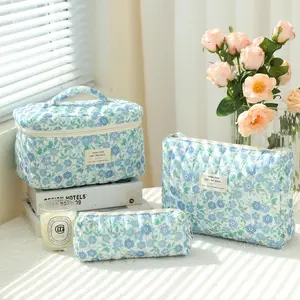 Floral Pattern Makeup Bag Set, 3 Counts/set Large Capacity Travel Cosmetic Bag, Zipper Makeup Organizer Pouch, Versatile Storage Bag for Daily Use, Cosmetics Organizer, Makeup Containers