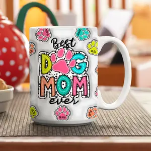 Best Dog Mom Ever 3D Ceramic Mug,  Custom name kid ,Inspirational Mug, Mom Coffee Mugs , Mother's Day Gift , Dog Mom Mug , Dog Mom Gift , Mama Mug