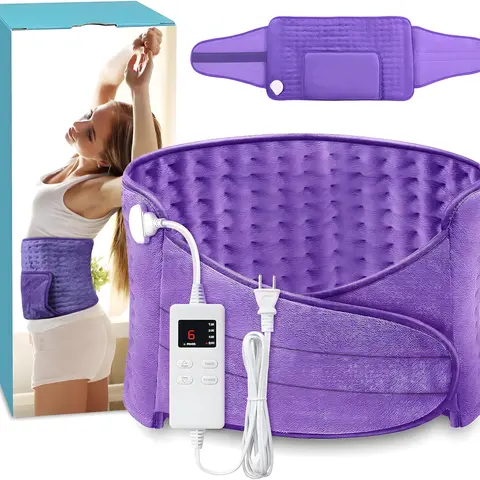 AsFrost Women's/Unisex Adjustable Plug-In Electric Heating Pad for Pain Relief & Muscle Therapy, 12"x24" Soft Fabric Wearable Wrap, 6 Heat Levels, 4-Timer Auto Shut-Off, 28-43" Fit Range, Blood Flow Control, Rejuvenating Personal Care Appliance