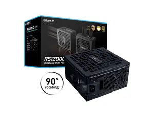 Lian Li RS 1200W Rotational Shift Fully Modular ATX Power Supply (W/ USB Fan Hub) 90° AC Inlet, Cybenetics Platinum, 80+ Gold, ATX 3.1, PCIe 5.1, 12V-2×6 Cable, 10 Year Warranty, Black (RS1200G.BH)