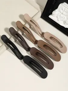 8pcs fashion simple and versatile elegant Maillard color matching plastic hairpin, minimalist oval hollow long hairpin, women's hair half-tied hair non-slip fixed clip horizontal clip, suitable for combing hairstyle, high ponytail, daily leisure style