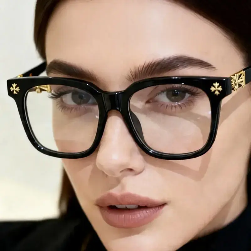 Anti-Blue Light Fashion Metal Square Frame Flat-Lens Reading Glasses - Daily Wear, Work/Study, Casual Style, Versatile Outdoor Use, All Seasons, Plain Pattern
