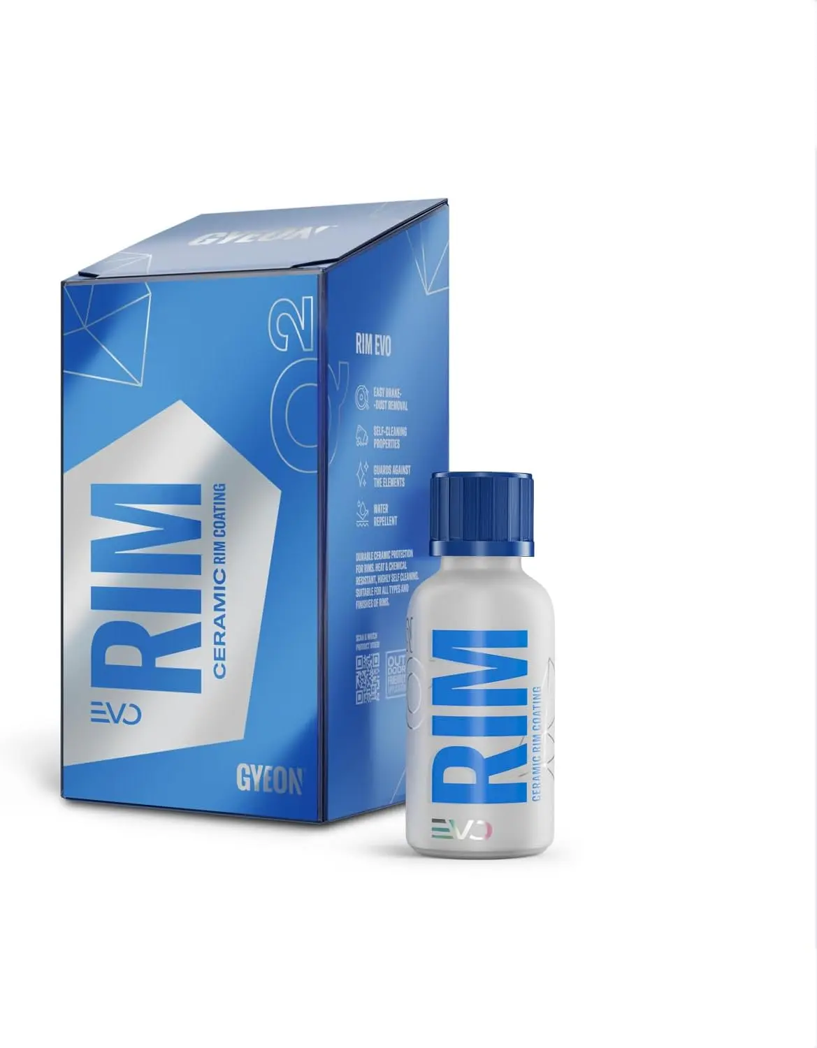 Gyeon Rim EVO Ceramic Wheel Coating Kit for Alloy Wheels, Brake Dust Repellent, High-Heat Resistant, Hydrophobic Protectant, Satin Finish, Leaves Smooth Feel, Maintains Clean Appearance for Automotive Enthusiasts