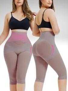 Postpartum High Waist Capri Shapewear – Criss-Cross Belly Support Body Shaper with Butt Lift for Women Compression Fabric