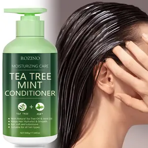 Rozino Tea Tree Mint Conditioner 500g Anti Dandruff Natural Oil Formula for Dry Itchy Flaky Scalp Moisturizing Care with Tea Tree Oil & Peppermint Oil Haircare Shampoo Shea Cleansing Cleanser
