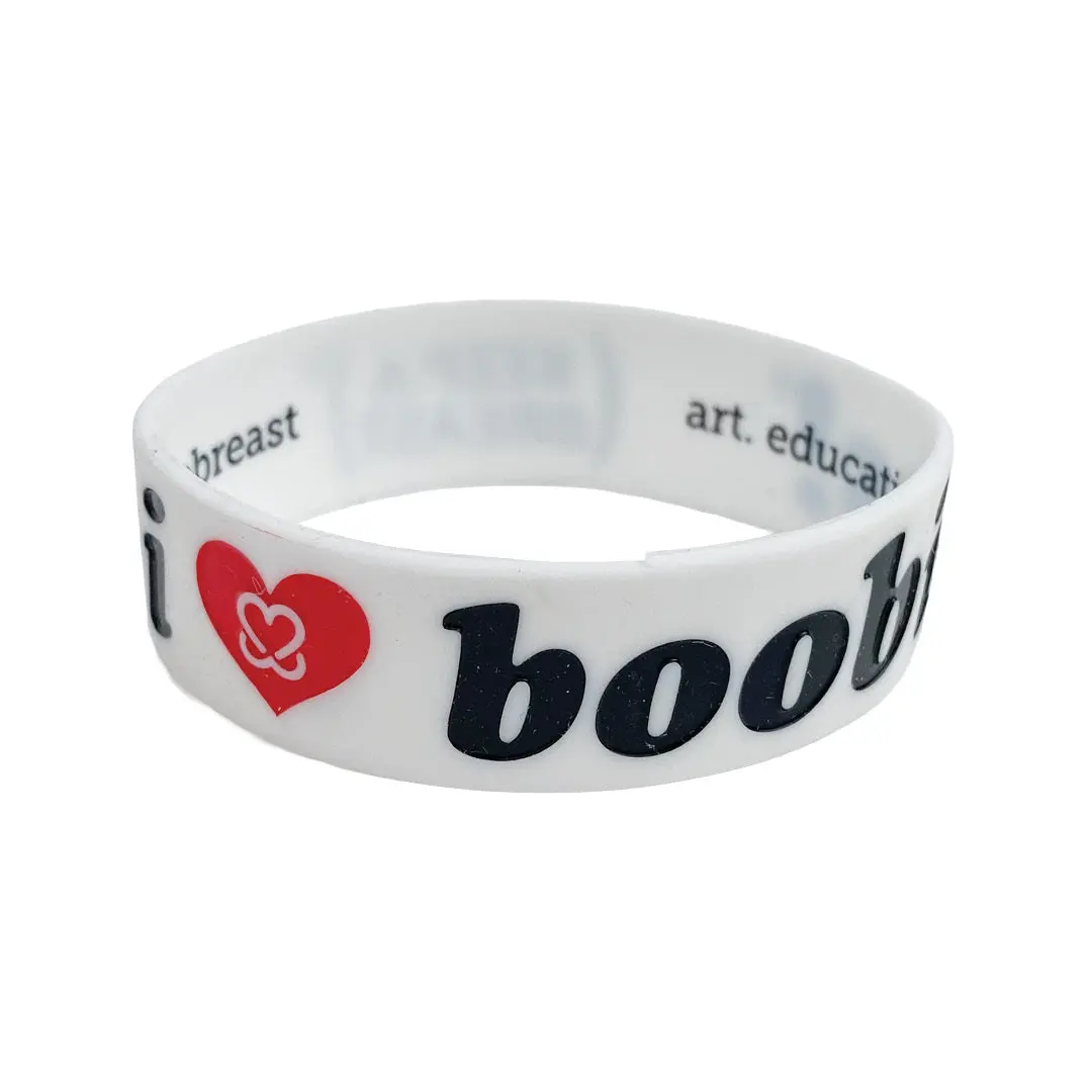 i love boobies! Classic Bracelet - Skater Boi (White / Black / Red Heart)