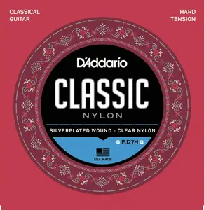 D'Addario EJ27H Student Nylon Classical Guitar Strings, Hard Tension