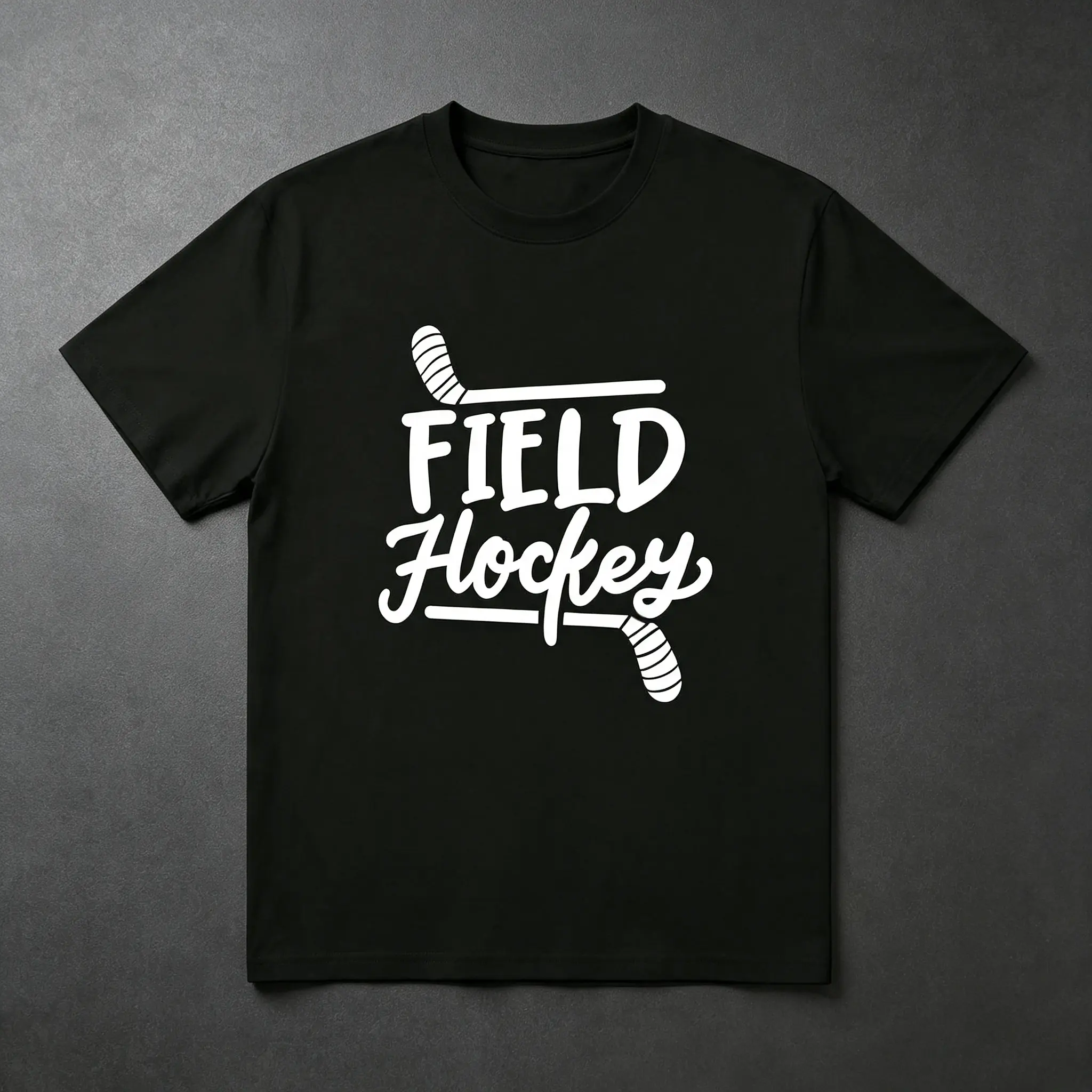 Men's Short-Sleeve Crew Neck Sports T-Shirt - Field Hockey Stick Graphic Print, Oversized Casual Streetwear Top