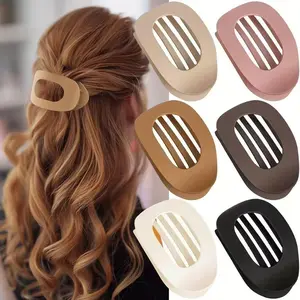 4/6pcs Colorful Flat Round Hair Clips Set, Non-Slip Duck Clip, Curved Design, Vintage Minimalist Hair Accessories For Women, Hair Clips Claw, Hair Claws, Hair Slide, Hair Barrettes, Bobby Pin