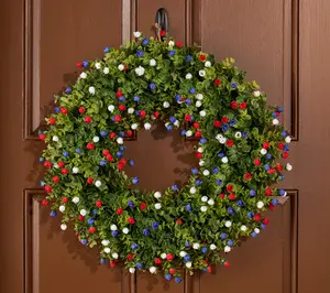 22" Indoor/Outdoor Boxwood & Rosebud Wreath by Kim Gravel