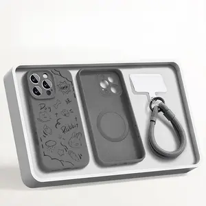 New Camera Shutter Button All-in-One Case, Liquid Silicone MagSafe Protective Shell with Lanyard for iPhone 15 16 17