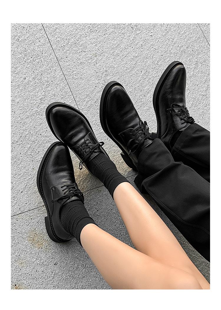 Derby men’s leather shoes with a premium feel—black dress/casual style, height-boosting platform sole, large toe box