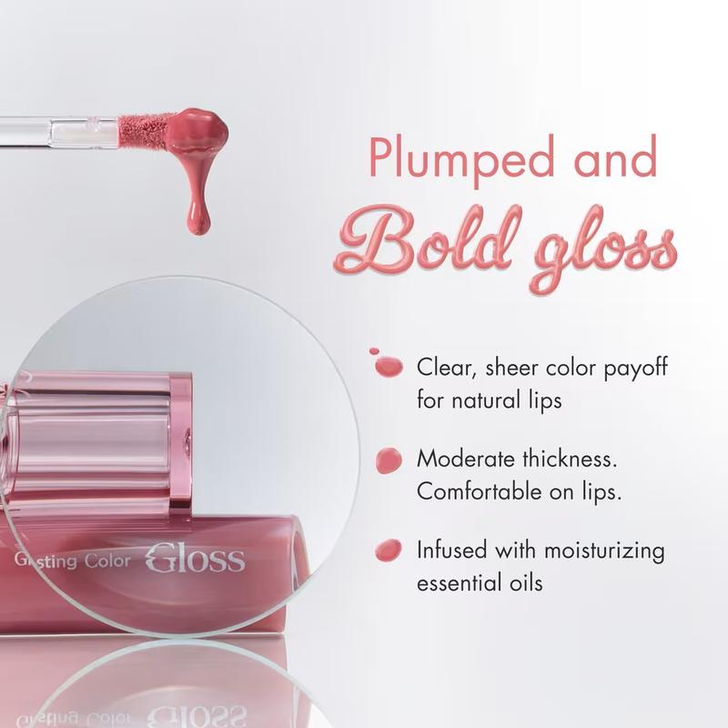 rom&nd Glasting Color Gloss 02 Nutty Vague - Moisturizing Plumping Glow Lip Gloss - Authentic Korean K-Beauty Makeup 4g, romand