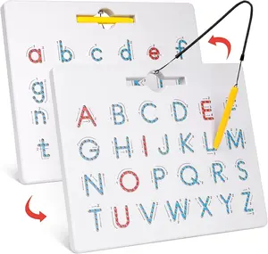 GAMENOTE Double Sided Magnetic Letter Board - 2 in 1 Alphabet Magnets Tracing Board for Toddlers ABC Letters Uppercase & Lowercase