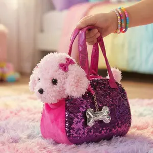 Little Jupiter Pet Plush Set with Bag - Pink Labradoodle Dog