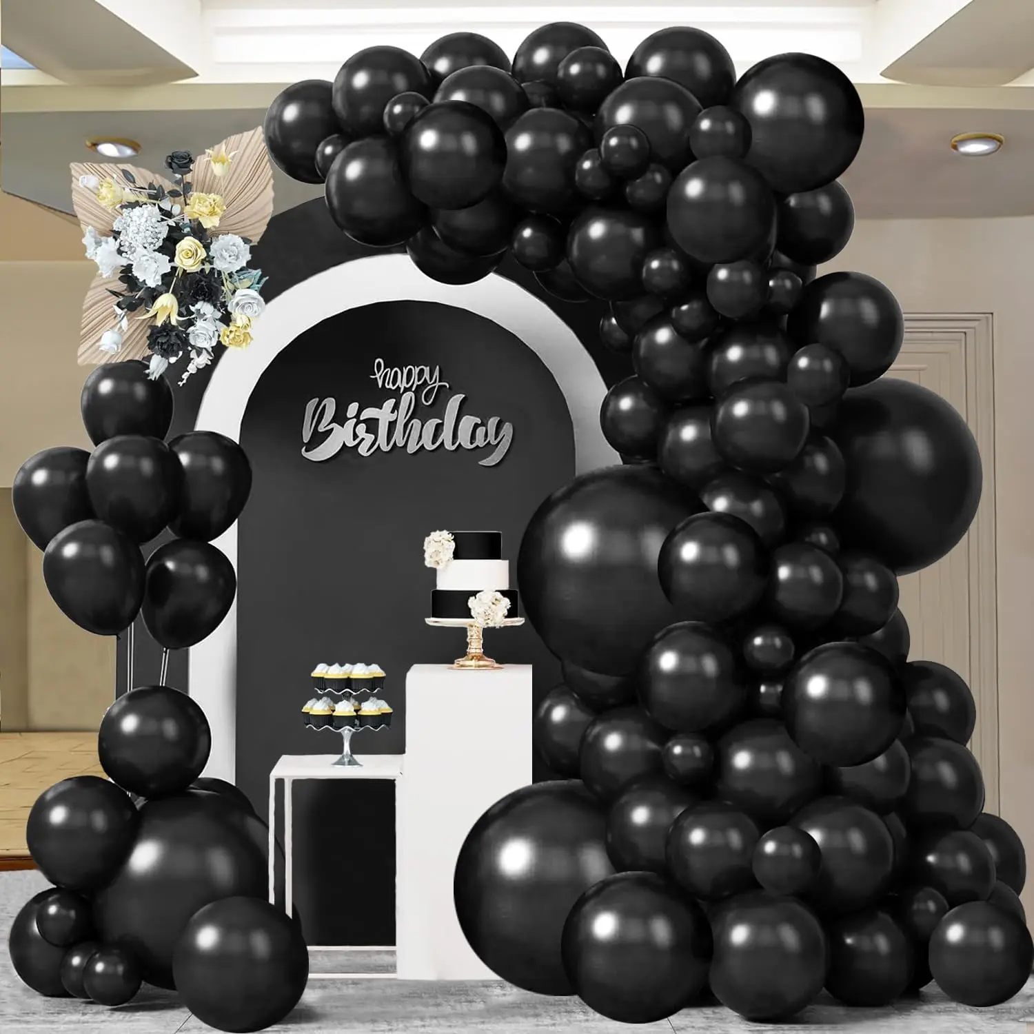 Black Balloons,102pcs Black Balloon Garland Arch Kit 18 12 10 5 Inch Different Sizes Latex Party Balloons Pack for Birthday Party Graduation  Shower Wedding Decorations