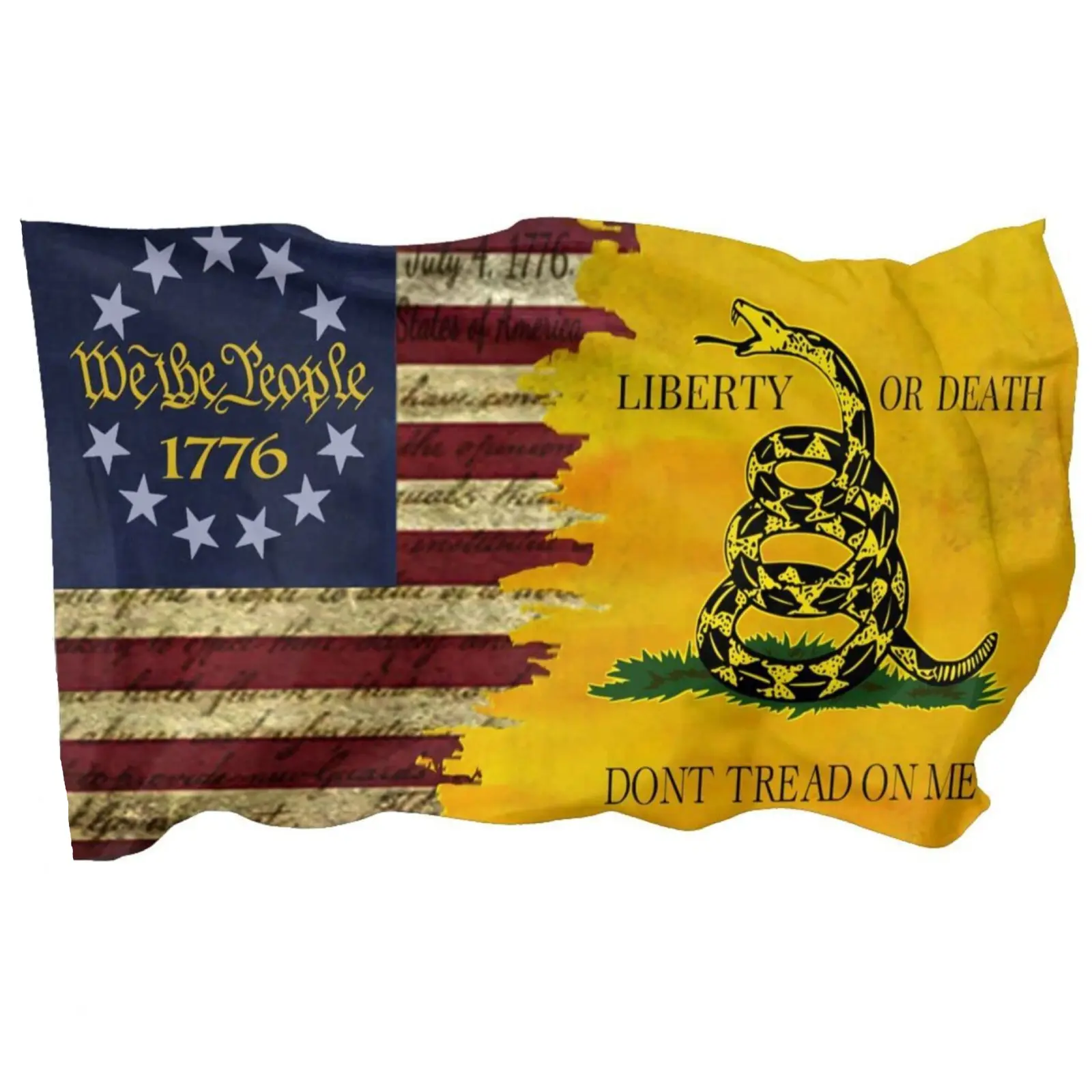 1776 Dont Tread On Me Double-Sided Flag 3x5 Ft We The People Retro American Flag Polyester Mirror Printing Outdoor House Patriotic Banner Decorate