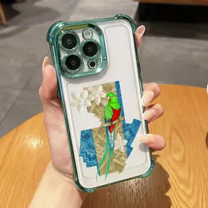 Cute Quetzal Bird In Guatemala Pattern Phone Case, Electroplated Cover with Airbag Shockproof Slim Soft TPU Cover for iPhone 11 12 13 14 15 16 17 Pro Max Plus Air