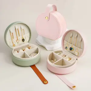 Semicircle Portable Jewelry Box, Mini Princess-Style Handbag Storage Case for Earrings, Necklaces, and Rings