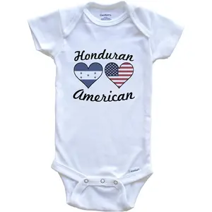 Really Awesome Shirts Honduran American Flag Hearts One Piece Baby Bodysuit