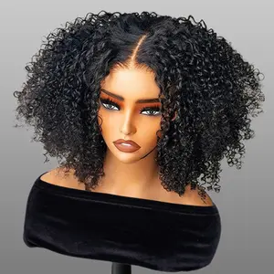 Wavymy Wear Go Afro Kinky Curly 7x5 Pre Bleached Tiny Knots Pre-Cut HD Lace Glueless Wig 180% Density Layered Curly Hairstyle