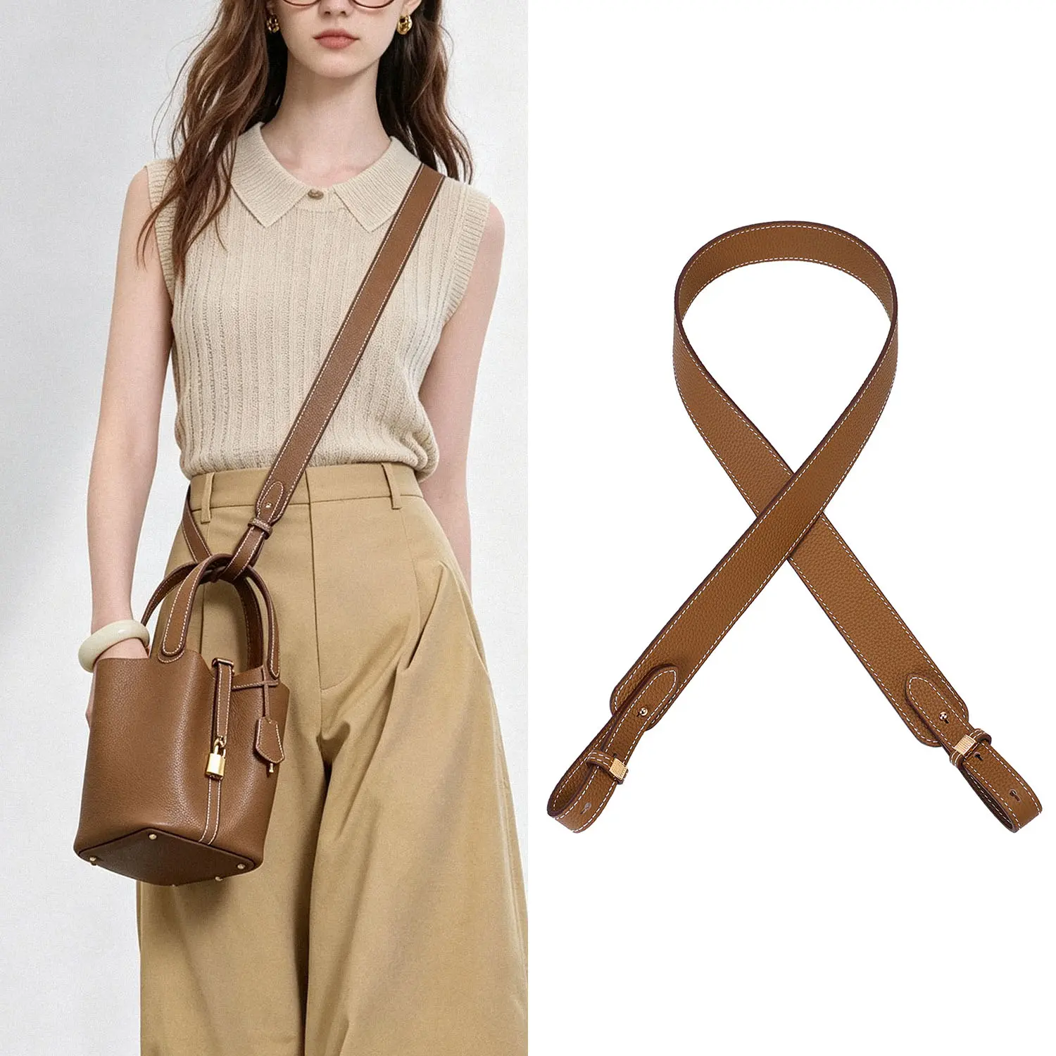 SADI Women's Cowhide Classic Strap, Versatile Replacement Shoulder or Crossbody Bag Accessory for Purses and Handbags, Carry Support, Buckle Fasten, Casual Wear