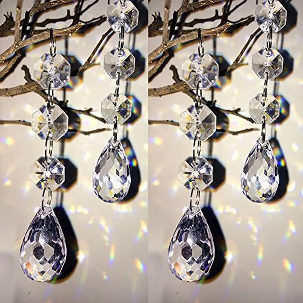 30 Pcs Crystal Ornaments Christmas Tree Decorations Clearance Hanging Crystals for Centerpieces Acrylic Chandelier Garland Gem Beads Taiwan Made Clear