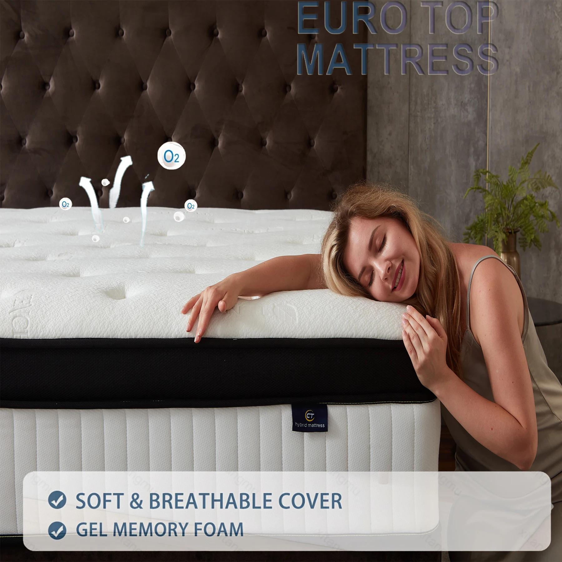 14'' Queen Size Mattress Hybrid Mattress, Individually Pocket Springs Pressure Relief Medium Firm Mattress in Box