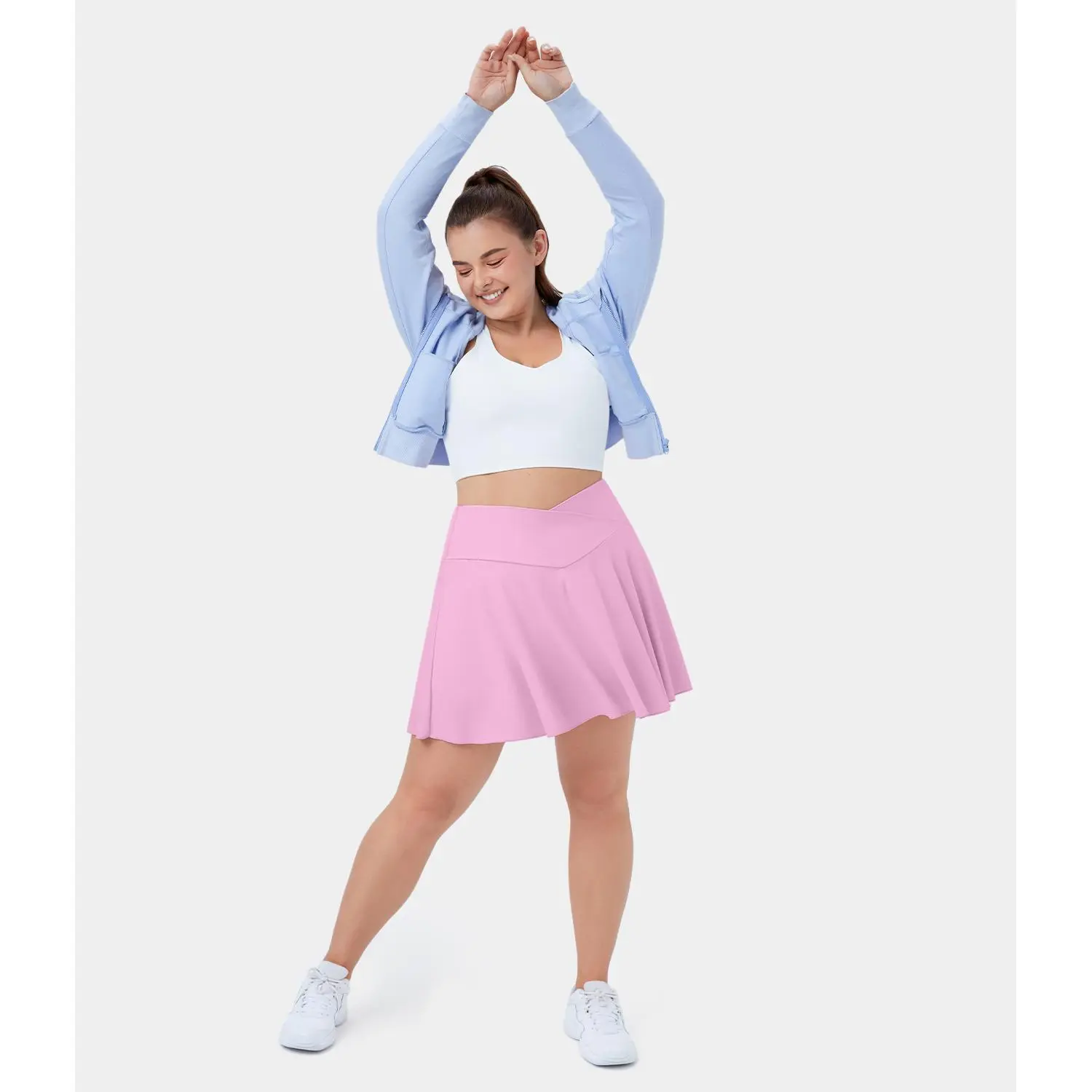 Halara Softlyzero️ Airy Comfy High Waisted Crossover 2-in-1 Side Pocket Plus Size Flare InstantCool Tennis Skirt