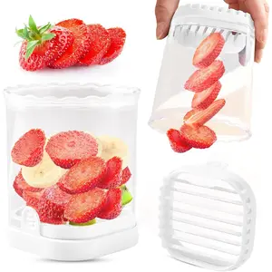 Strawberry & Fruit Slicer - Detachable Cutter with Push Plate, Practical Kitchen Cutting Gadget (White)
