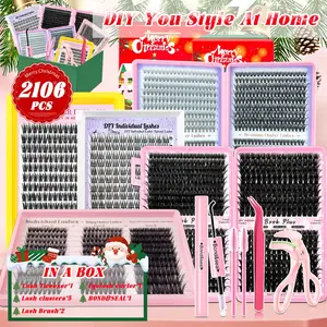 2106PCS-D Curl 8-16mm Mixed Length Gift Box False Eyelashes Diy Dramatic Lashes Includes adhesive, tweezers, brush, and eyelash curler DIY at home for all your festive eye makeup needs—it's got you covered!