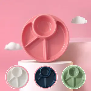 Japanese Divided Meal Plate for Kids, Weight Loss Meal Set with Three Sections, Lunch Plate with Breakfast and Snack Utensils
