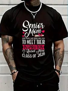 100% Cotton Class Of 2026 Senior Mom Women Funny Seniors 2026 T-Shirt Women's Men's Graphic Tee Crew Neck summer vacation Tops