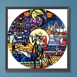 The Nightmare Before Christmas Themed DIY Diamond Arts Colorful Painting Kit without Frame, 5D Diamond Arts Colorful Painting Kit, Wall Art Decor for Home