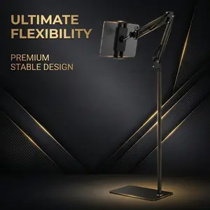 1pc Heavy-Duty Adjustable Tablet Holder Stand with Telescopic Arm & 360° Rotatable - Compatible with iPad Mini/Air/Pro, Kindle, Switch, Smartphones 4.7”-13” Screens, Height & Angle for Hands-Free TV Watching, Gaming, Live Streaming