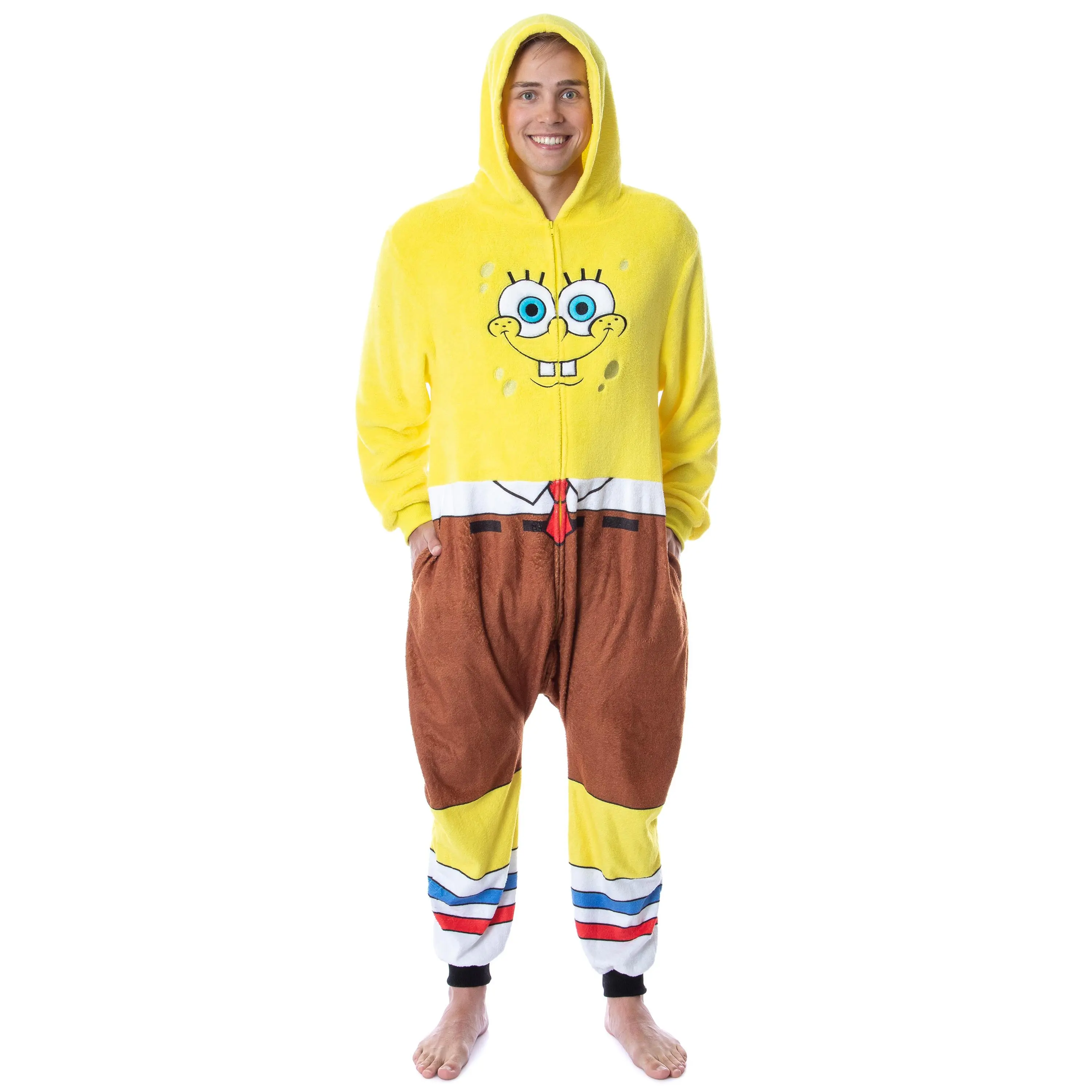 Nickelodeon Mens' SpongeBob SquarePants Character Union Suit Costume Sleep Pajama, Shorts, Socks Nickelodeon Mens' SpongeBob SquarePants Character Union Suit Costume Sleep Pajama, Shorts, Socks