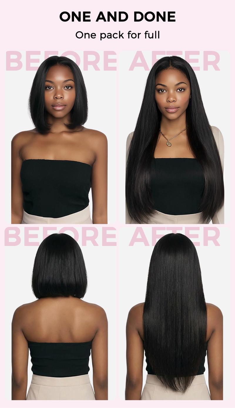 LASHEY 100% Virgin Human Hair Extensions | Seamless & Invisible Edge Clip-In | 14-24 Inch | Silky Straight, Body Wave, Kinky Straight, Kinky Curly  [valentines gifts]