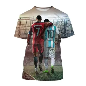 Ronaldo Summer Fashion New T-shirt Football Star Casual Crew Neck Men's 3D Printing Short-sleeved Hip-hop T-shirt