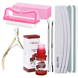 Nail care set, Professional Nail Care Tools Set with Cuticle Oil C, Professional Nail Care Tools Set with Cuticle Oil Cuticle Nipper, Cuticle Pushers, Nail Files & Buffer, Cleaning Brush, Complete Manicure Pedicure Kit for Nail Prep & Cuticle Care