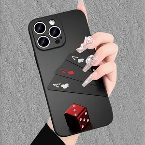 Case for iPhone 16 Pro Max 15 Plus 14 13 12 11 XS XR Trendy Playing Poker Cards Pattern Anti-Scratch Shockproof Soft Silicone Protective Cellphone Cover Gift For Girls and Women