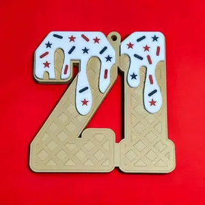 Patriotic Double Number 00-99 Bag Tags Keychain Acrylic Personalized Alphabet Initials Red White Blue Drip Design for Bags & Keys - Personalization at Your Fingertips