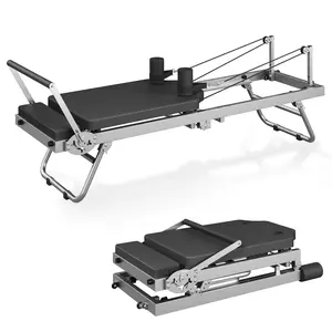 Foldable Pilates Reformer Machine with Dual Resistance, Adjustable Reformer Pilates Machine for Full-Body Home Workout